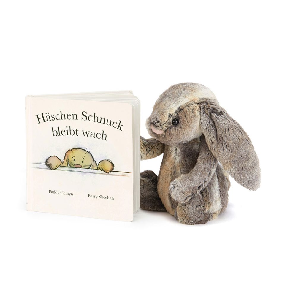 Haschen Schnuck Bleibt Wach Buch & Bashful Cottontail Bunny Medium